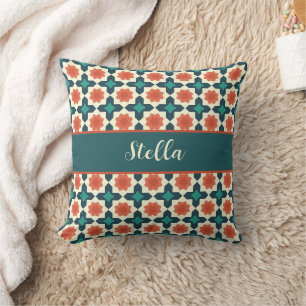 Colorful Geometric Folk Art Pattern Cushion