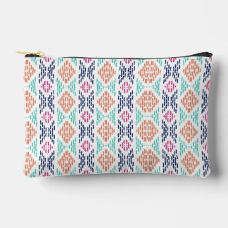 Colorful geometric ikat-style vertical pattern accessory pouch