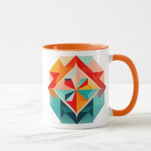 Colorful geometric image with symmetrical shapes. mug