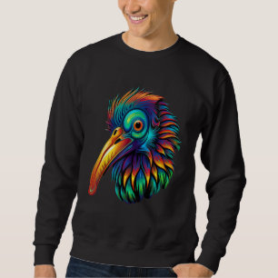 Colorful Geometric New Zealand Kiwi Bird Pop Anima Sweatshirt