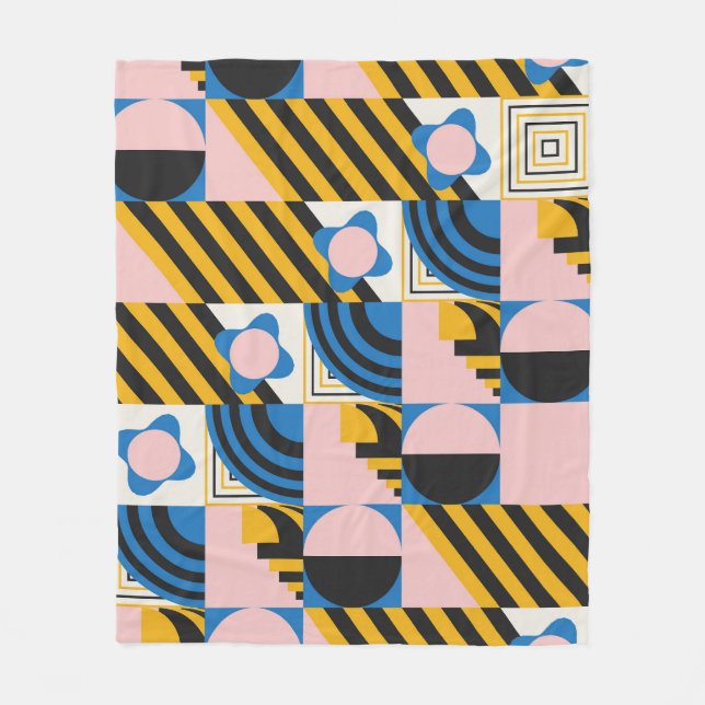 Colorful Geometric Pattern  Fleece Blanket (Front)