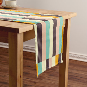Colorful geometric pattern with vertical stripes short table runner