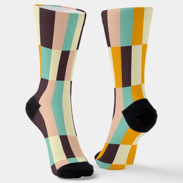 Colorful geometric pattern with vertical stripes  socks (Angled)