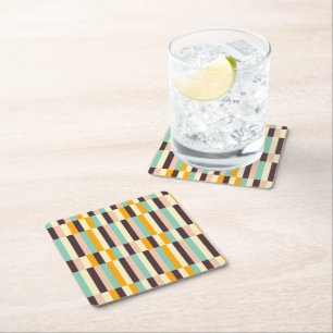 Colorful geometric pattern with vertical stripes square paper coaster
