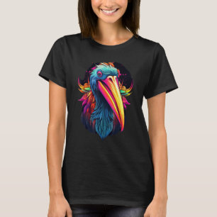 Colorful Geometric Pelican Bird  Pop Animal T-Shirt