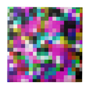 Colorful Geometric Pixel Pixelated Plaid Tile