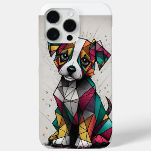 "Colorful Geometric Puppy Art – Modern Dog  iPhone 15 Pro Max Case