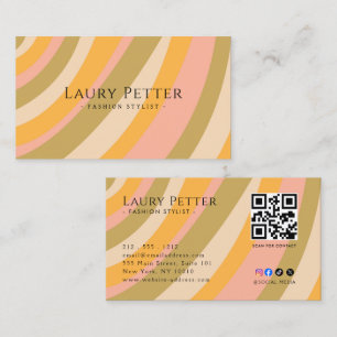 Colorful Geometric Retro Professional QR Code Business Card