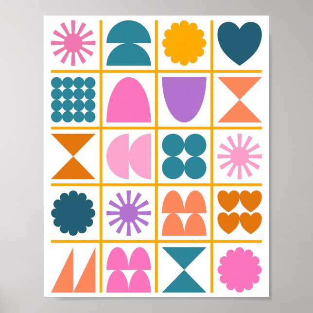 Colorful Geometric Shapes Simple Modern Design Poster (Front)