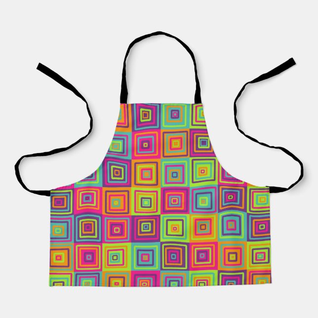 Colorful Geometric Squares Apron (Front)