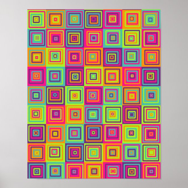 Colorful Geometric Squares Poster (Front)