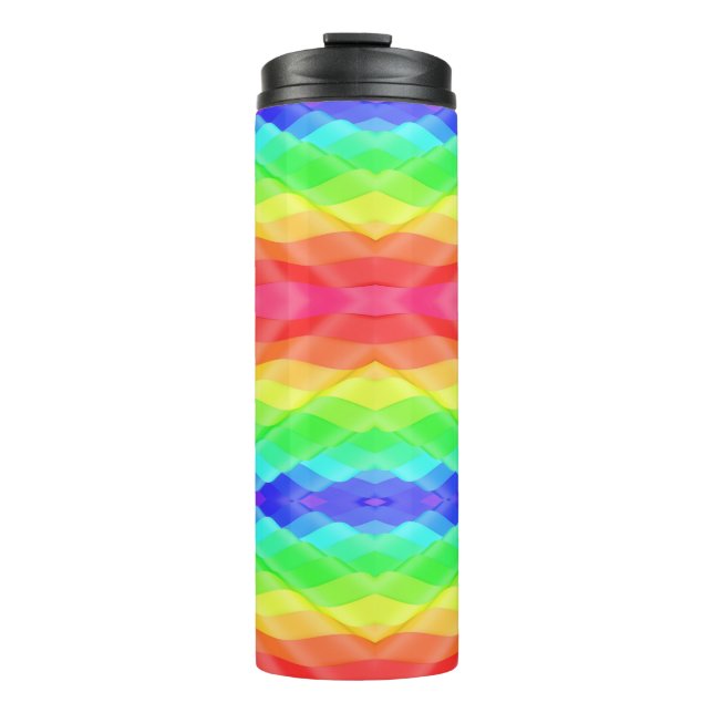Colorful geometric travel mug with a rainbow  (Front)