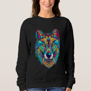 Colorful geometric Wolf Sweatshirt