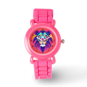 Colorful Geometrical Lion Head Watch