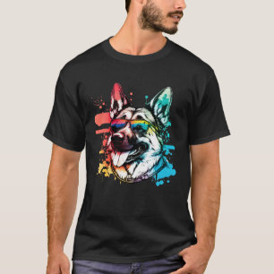 Colorful German Shepherd Dog Pop Dad Dog T-Shirt