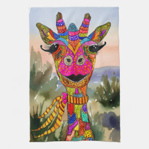 Colorful Giraffe Kitchen Towel