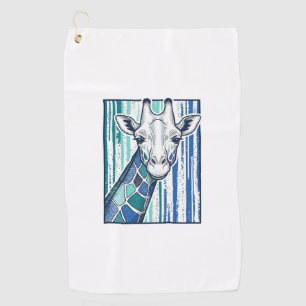 Colorful Giraffe Portrait Vintage Engraving Vector Golf Towel
