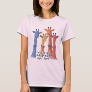 Colorful Giraffes Knotted Funny Animal T-Shirt