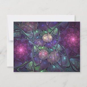Colorful Glittering Modern Abstract Fractal Art Postcard