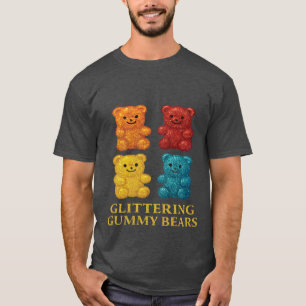 Colorful Glittery Gummy Bears Design T-Shirt