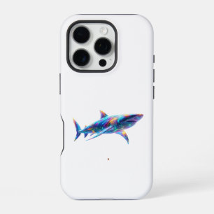 Colorful Glowing Shark Art – Neon Ocean Animal iPhone 16 Pro Case