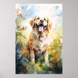 Colorful Golden Labrador Retriever Portrait Poster
