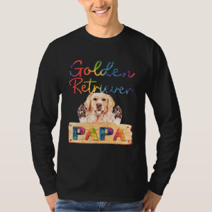 Colorful Golden Retriever Papa  Dog Dad T-Shirt
