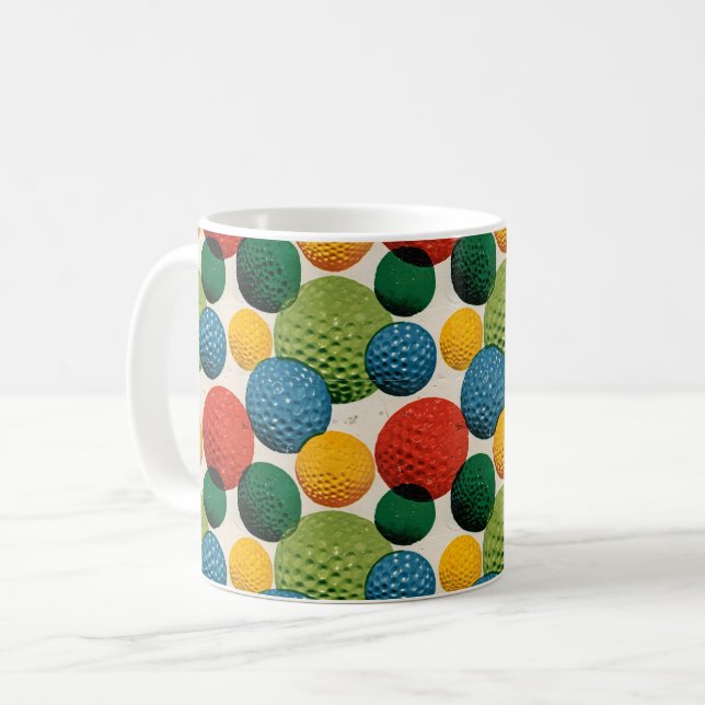 Colorful Golf Ball Pattern Coffee Mug (Front Left)