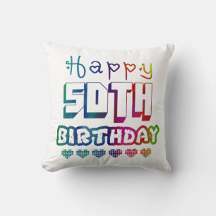 colorful gradient Happy 50th birthday Cushion
