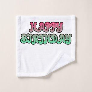 Colorful Gradient Happy Birthday Typography Wash Cloth