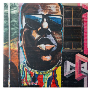 Colorful Graffiti African American Tile