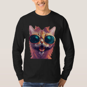 Colorful Graffiti cat art shade wear sunglasses  T-Shirt