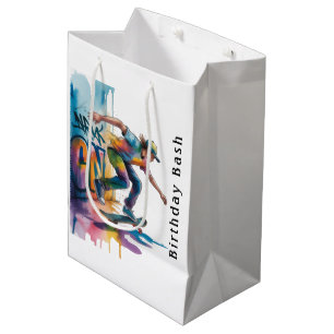 Colorful Graffiti Skateboarder Birthday Bash Medium Gift Bag