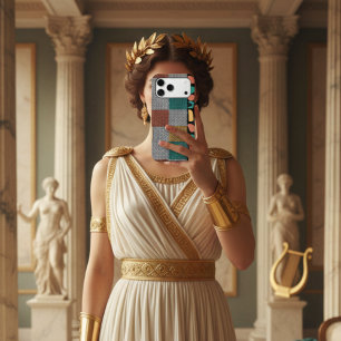 Colorful Greek key Modern abstract art aesthetic