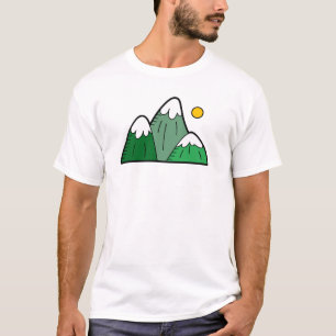 Colorful Green Mountains Illustrated Men’s T-Shirt