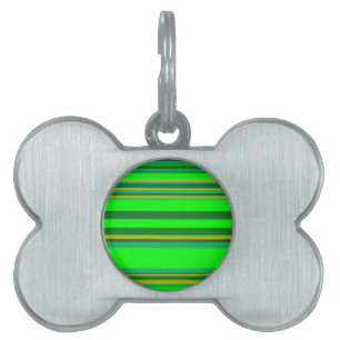 Colorful Green Stripe Customized Designer Pattern Pet Name Tag
