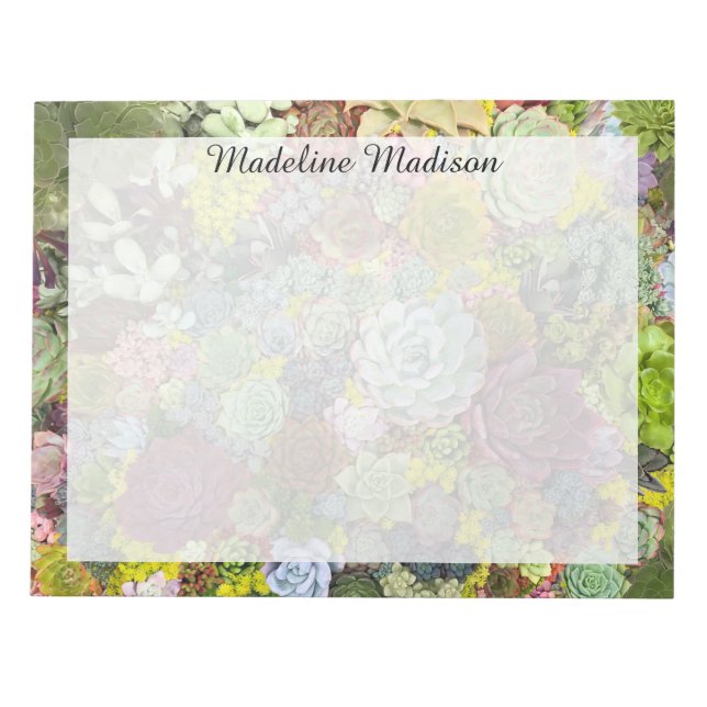 Colorful Greenery Succulents Notepad (Front)