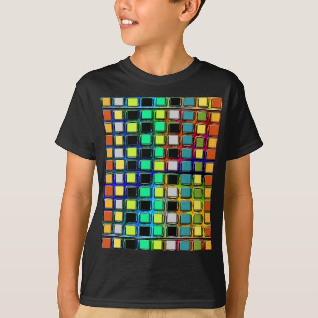 Colorful Grid-Tiled by Shirley Taylor T-Shirt (Front)