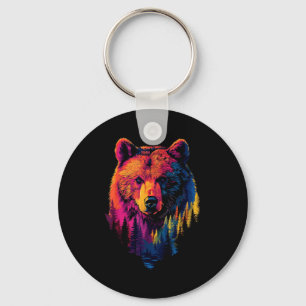 Colorful Grizzly  Key Ring