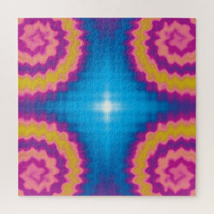 Colorful groovy funky retro tie dye pattern fun jigsaw puzzle