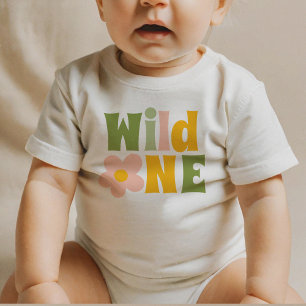 Colorful Groovy Wild One Daisy  Baby T-Shirt