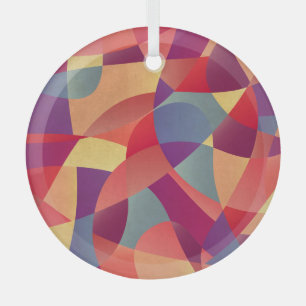 Colorful Grunge: Geometric Triangles Background Glass Tree Decoration