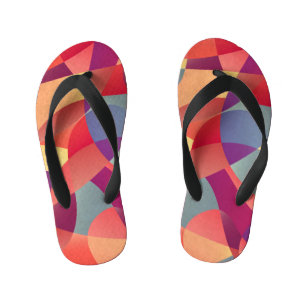 Colorful Grunge: Geometric Triangles Background Kid's Jandals