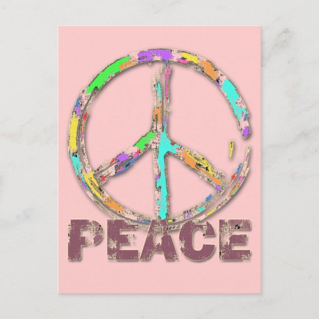 COLORFUL GRUNGE STYLE PEACE SIGN POSTCARD (Front)