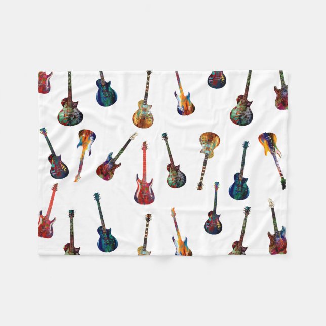 Colorful guitar fleece blanket (Front (Horizontal))