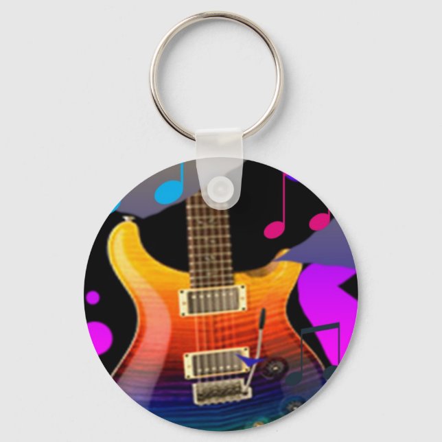 Colorful Guitar - Rock On! Key Ring (Front)