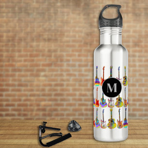 colorful guitars monogrammed 710 ml water bottle