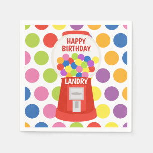 Colorful Gumballs Personalized Party Napkins