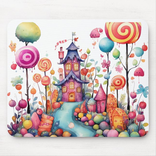 COLORFUL HALLOWEEN CANDY HOUSE MOUSE PAD (Front)