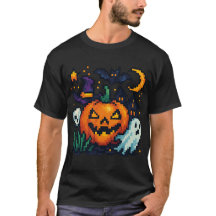 Colorful Halloween Pixel Art - Pumpkin, Ghost &